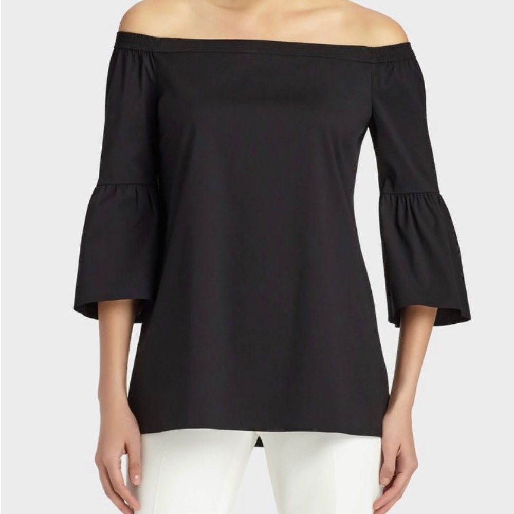 Lafayette 148 Black Off Shoulder Rosario Blouse L